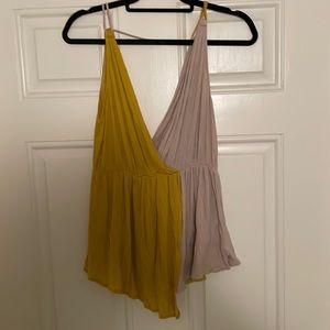 Free people yellow and tan tank!